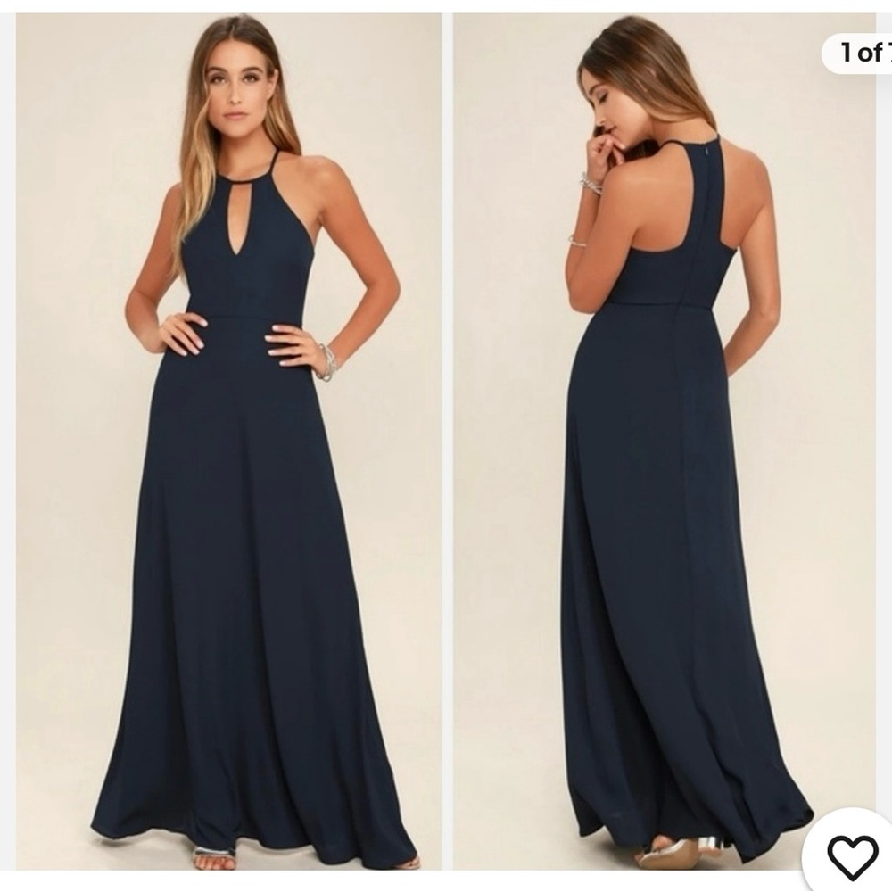 Lulus Beauty and Grace Keyhole Front Navy Blue Maxi Dress - Picture 2 of 7